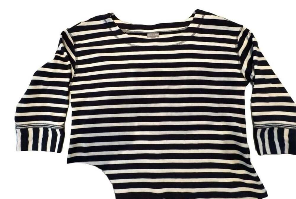 T by Talbots Navy and White Striped Long Sleeve Top size L